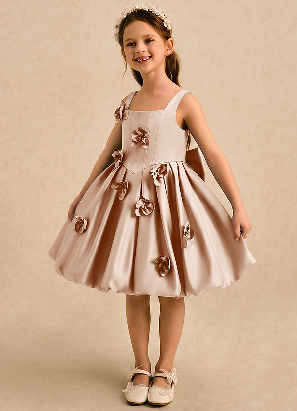 Azazie Lillian Vestidos de arras Vestido Rosa Inglesa de Satin Mate de Vestido de princesa con Plisado image1