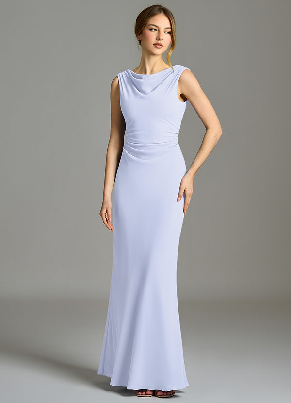 Azazie Kieryn Vestidos Dama de Honor Vestido de Lavanda de Gasa de Corte Sirena con Plisado image1