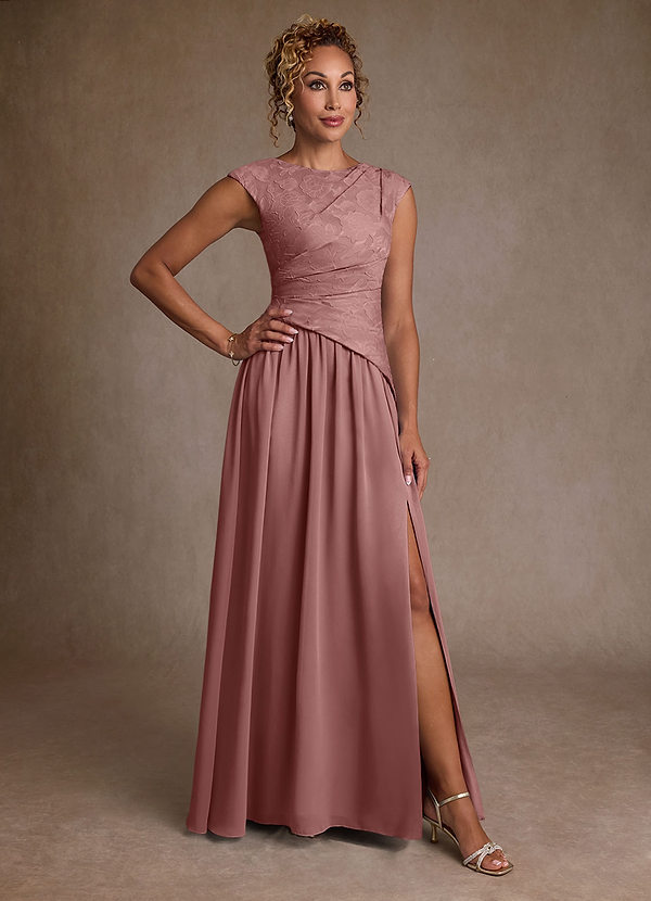 Azazie Kalleen Mother of the Brides Dresses Dusty Rose A-Line Pleated Chiffon Dress image1