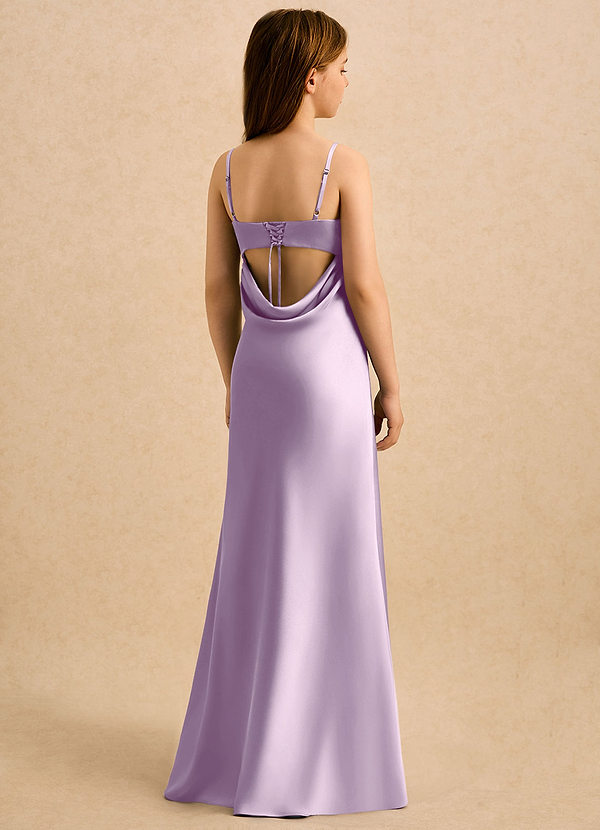 Azazie Mirabella Girls Formal Vestidos de arras Vestido Lila Esmerilada de Satén Elástico de Recto con Escote corazón image1