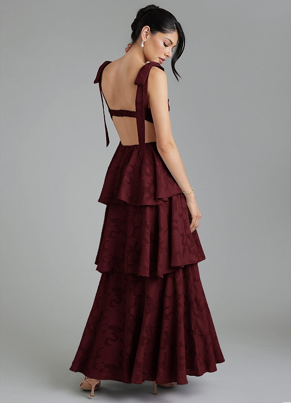 Azazie Jude Bridesmaid Dresses Cabernet A-Line Sweetheart Neckline Floral Burnout Dress image1