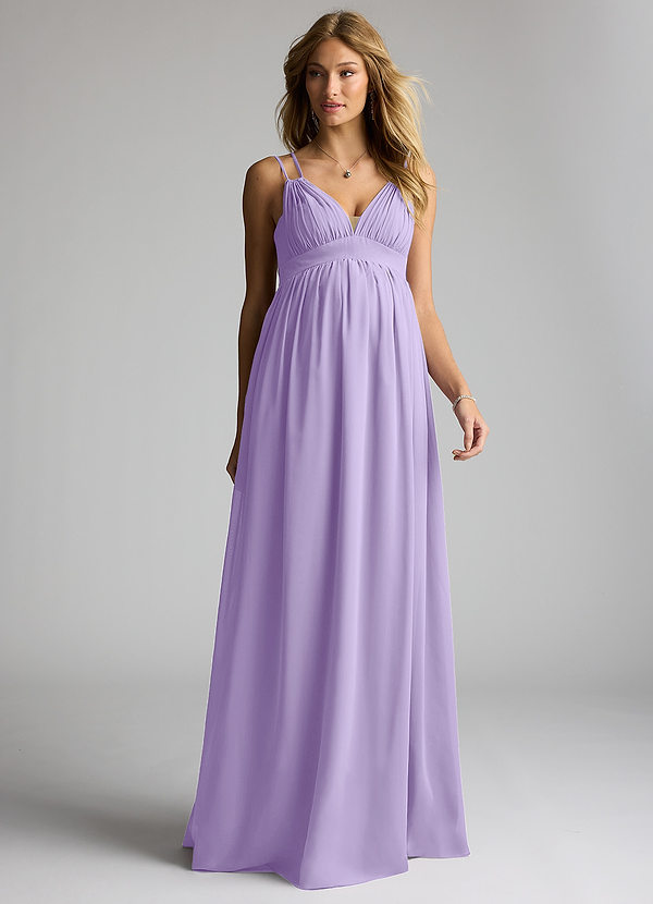 Azazie Emree Maternity Bridesmaid Dresses A-Line Chiffon Floor-Length Dress image1