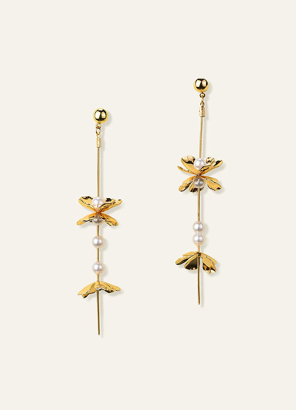 front Pearl and Petals Strand Earrings