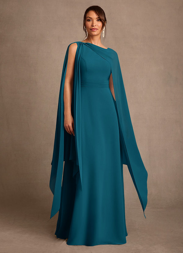 Azazie Liddie Mother of the Brides Dresses Ink Blue A-Line Pleated Chiffon Dress image1