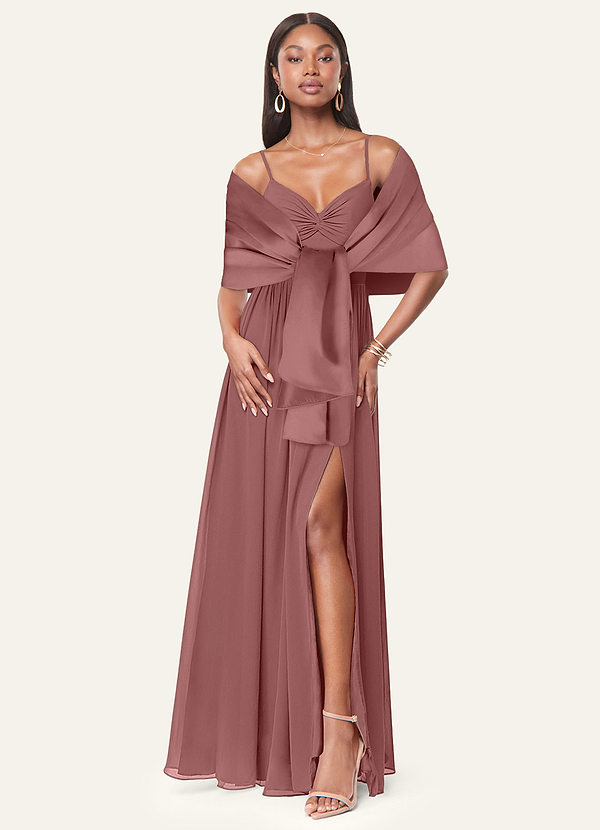 front Azazie Dopasowany kolor szal Aleena Matte Satin