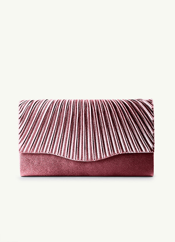 front Pochette a busta in raso metallizzato plissettato in tinta