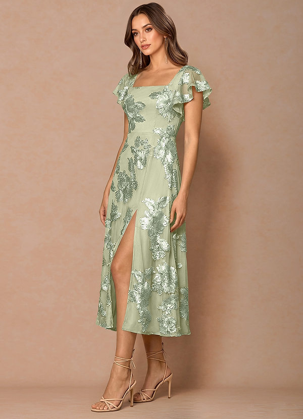 Talia Light Green Midi Dress image1