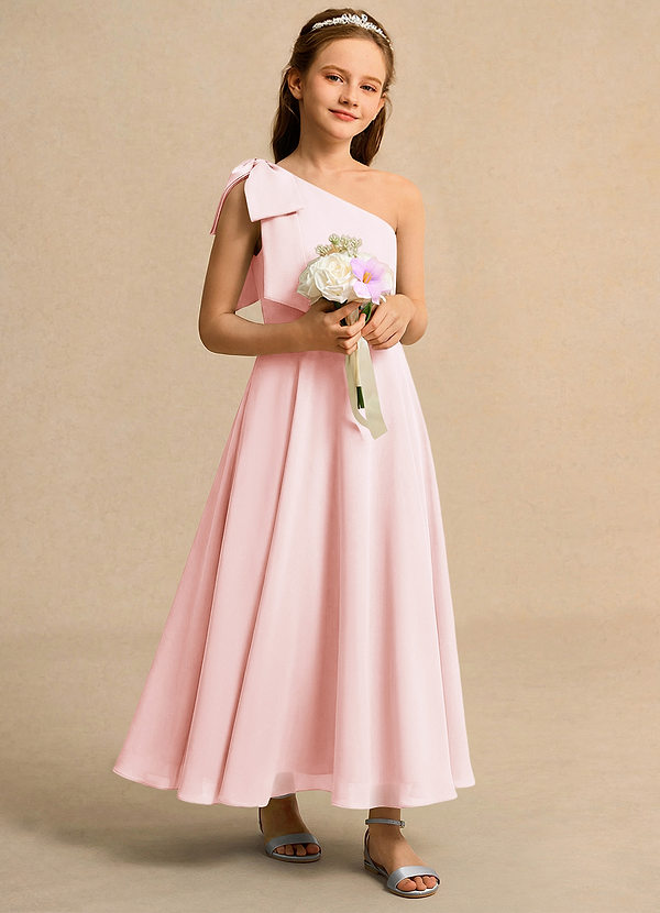 Azazie Guppy Junior Formal Klänningar för brudeflicka Klä A-Line i Chiffong Ena axeln image1