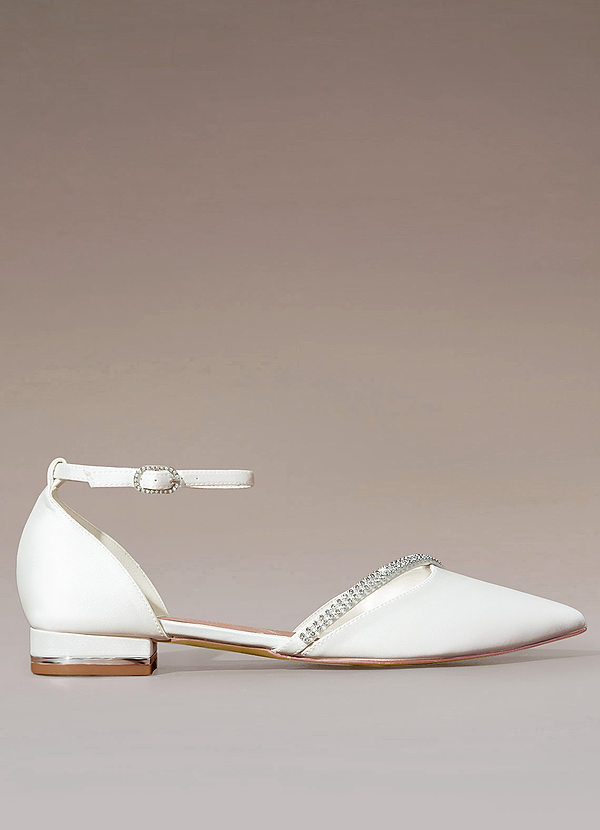 front Satin Crystal Strap Flats