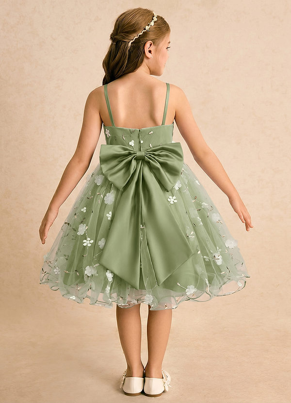 Azazie Junebug Blumenkinder Kleider Ballkleid Spaghetti Riemen Tüll Kleid Pistazie image1