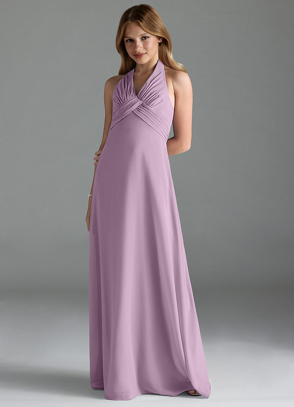 Azazie Tessie Junior Wisteria A-Line Pleated Chiffon Dress image1