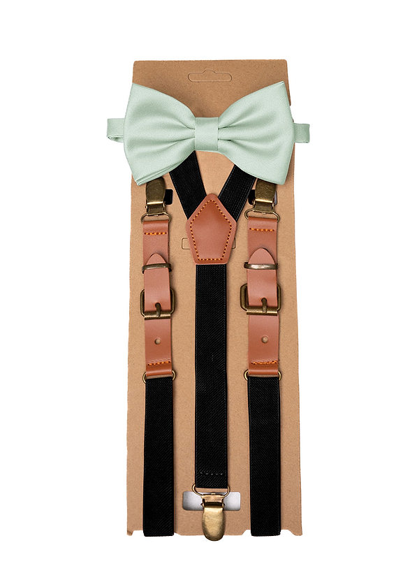 front Matching Matte Satin Pre-Tied Bow Tie & Suspenders Set