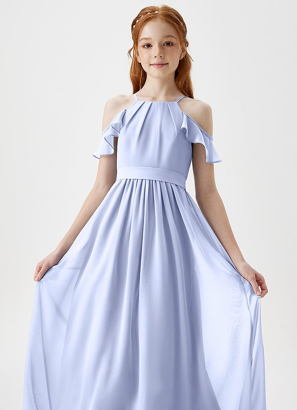 Azazie Chaya Junior Ice A-Line Off the Shoulder Chiffon Dress image1
