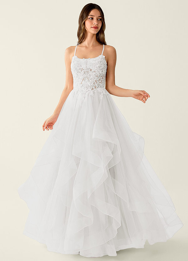 Mosaic White Ruffle Prom Dress image1