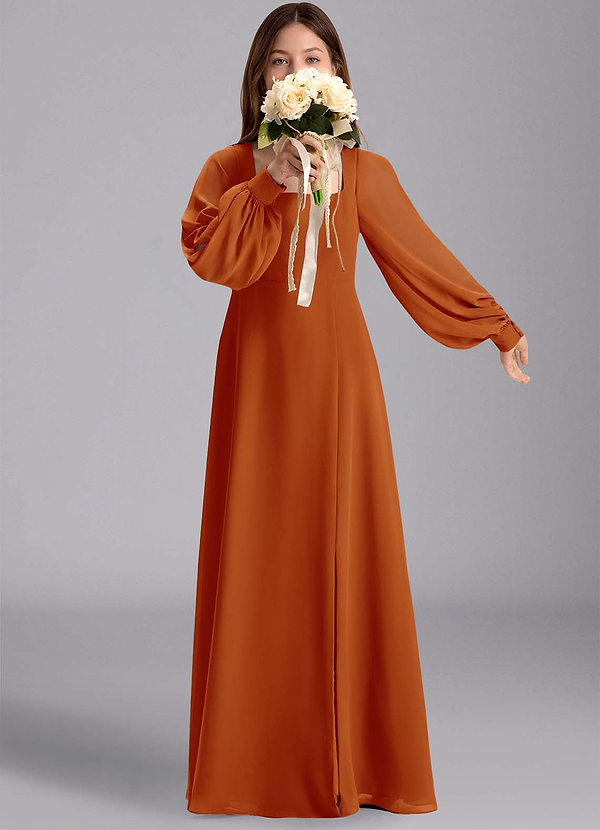 Azazie Bondi Junior Robe Trapèze en Mousseline de soie Blouson Paprika image1