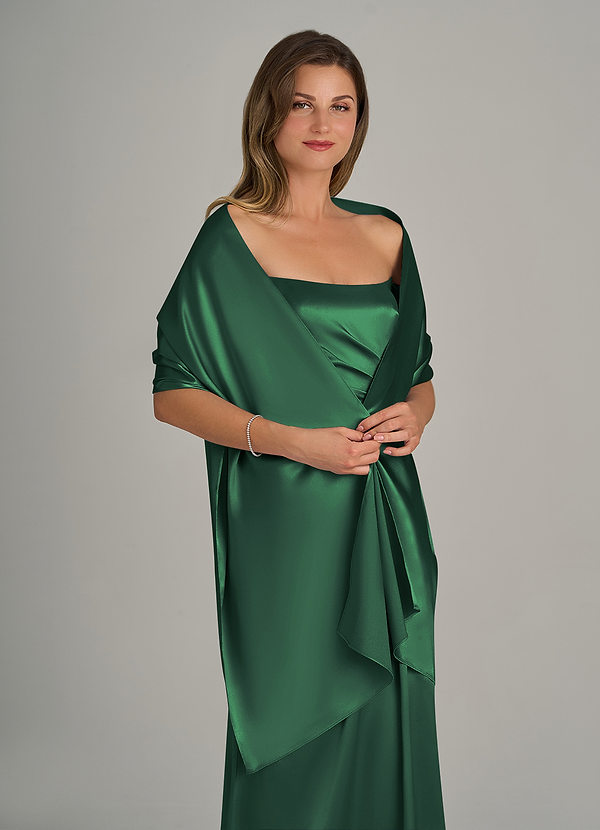 front Azazie Matching Color Ireland Metallic Satin Shawl