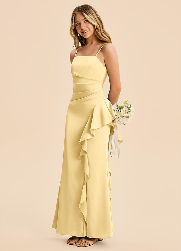 Lyla Junior Butter Mermaid Pleated Stretch Satin Dress image1