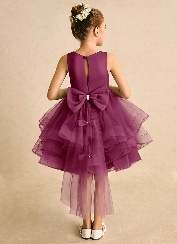 Azazie Tinie Flower Girl Dresses Mulberry Ball-Gown Bow Tulle Dress image1