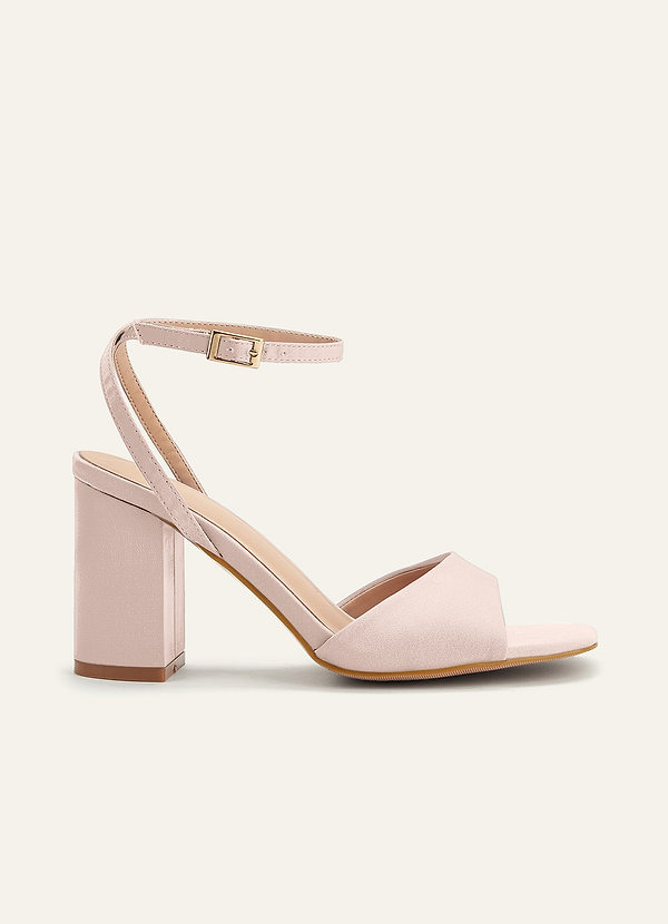 front Matching Color Stretch satin Square Toe Block Heels