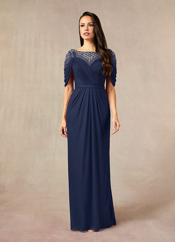 Azazie Clarise Abiti da Mamma Sposa Abito Tubino in Maglia Plissettato Marino Scuro image1