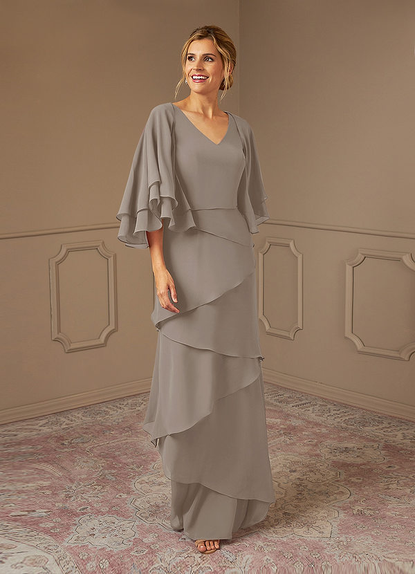 Azazie OHara Abiti da Mamma Sposa Abito A-Line in Chiffon con Scollo a V Taupe image1