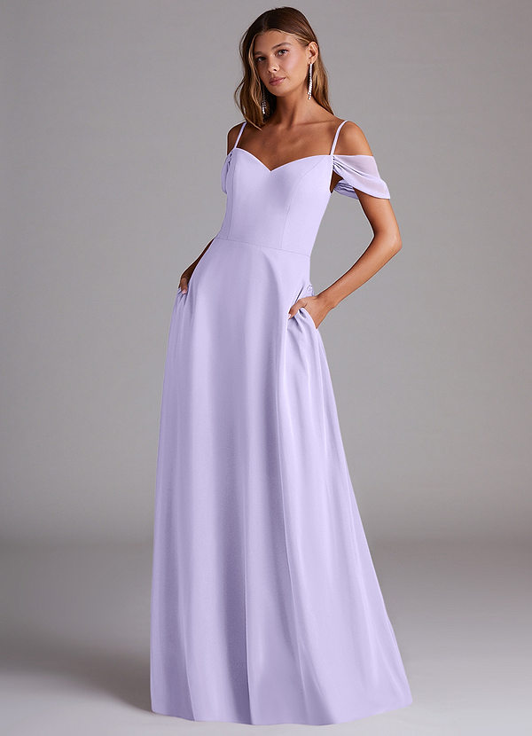 Azazie Marley Bridesmaid Dresses Lilac A-Line Off the Shoulder Chiffon Convertible Dress image1