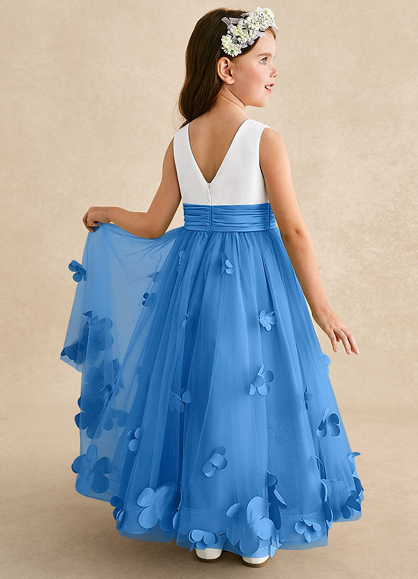 Azazie Vi Vestidos de Niña de Flores Vestido de Azul Grisaceo de Tul de Corte En A con Sin mangas image1