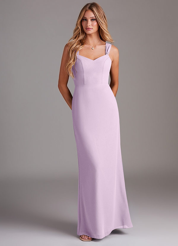 Azazie Denice Bridesmaid Dresses Frosted Lilac Sheath Pleated Chiffon Dress image1