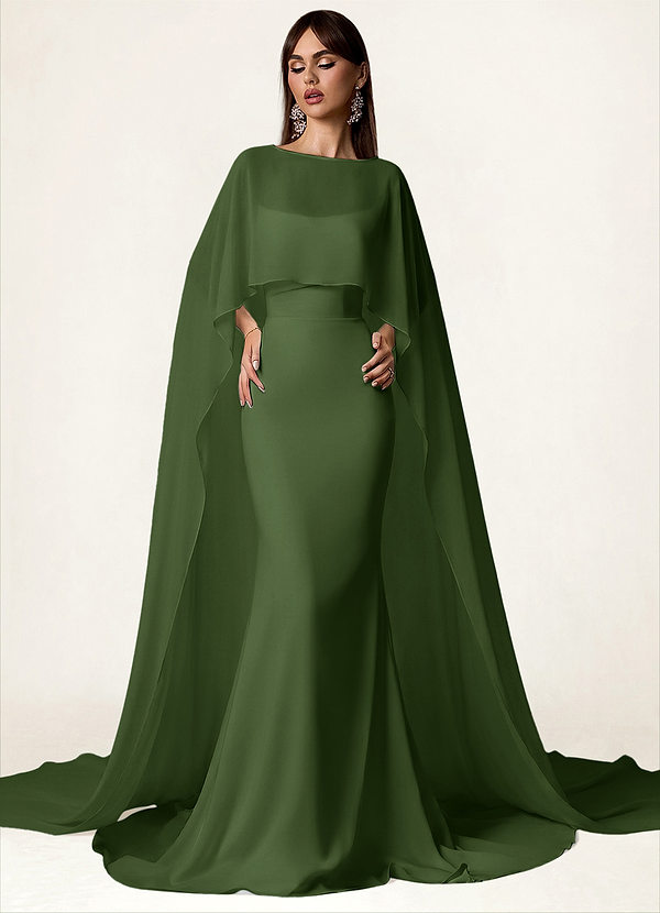 front Azazie Chiffon-Umhang in passender Farbe