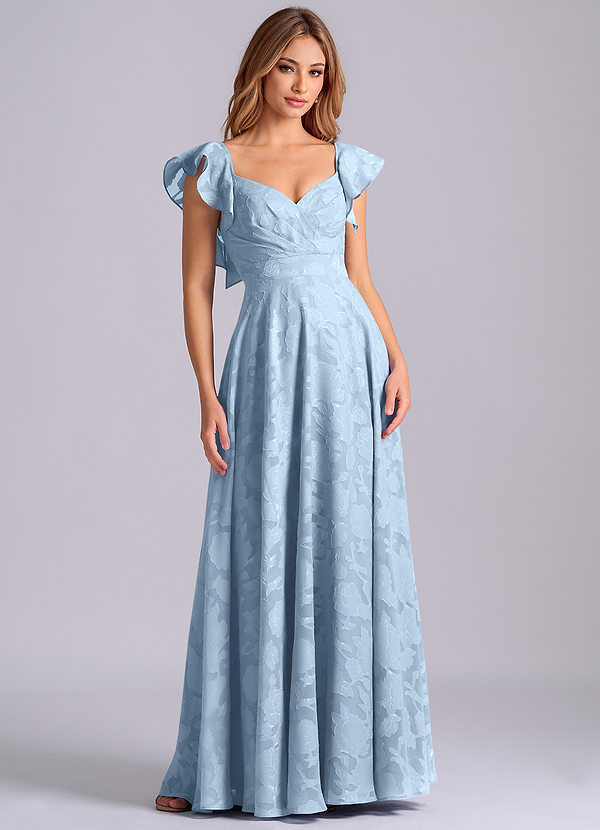 Azazie Leilani Robes Demoiselle d'honneur Robe Trapèze en Blumen-Burnout Encolure en Forme de Cœur Bleu Ciel image1