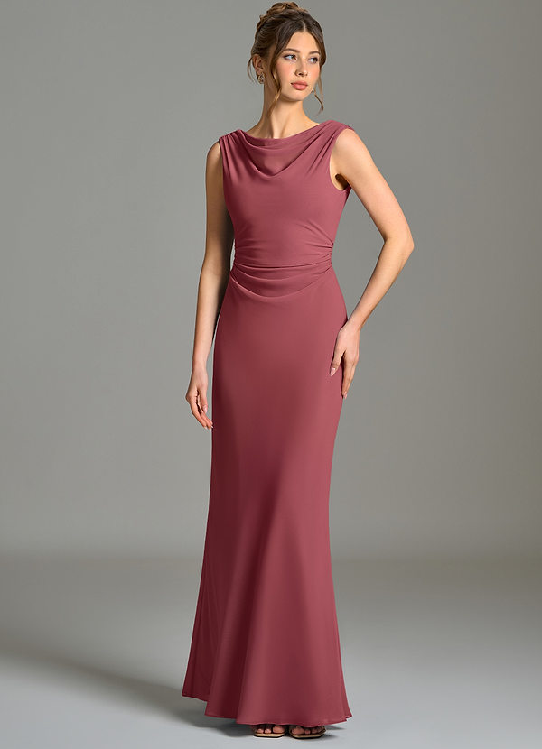 Azazie Kieryn Bridesmaid Dresses Merlot Mermaid Pleated Chiffon Dress image1