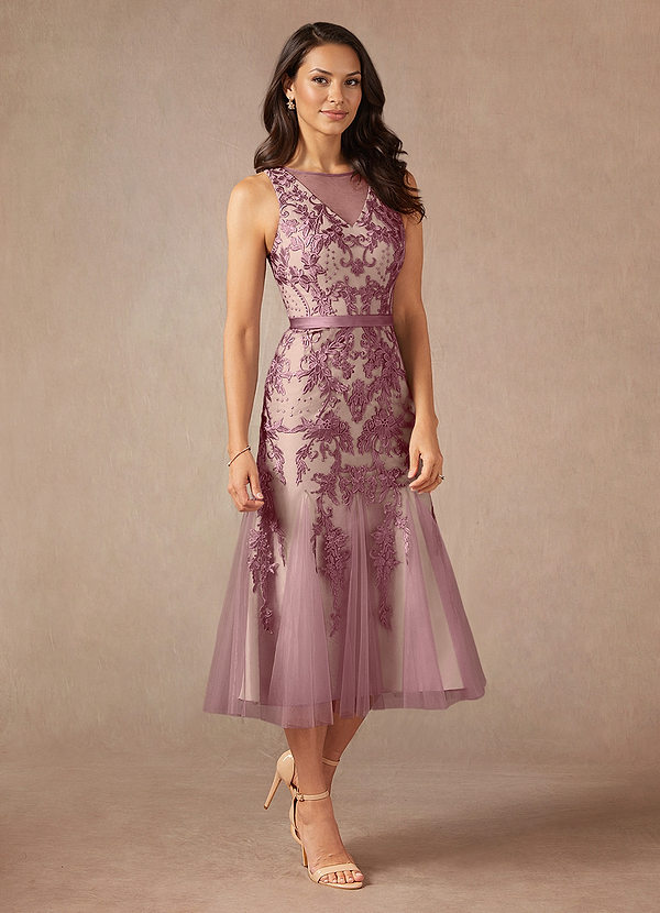 Azazie Herrin Mother of the Brides Dresses Vintage Mauve Champagne Mermaid Lace Dress image1