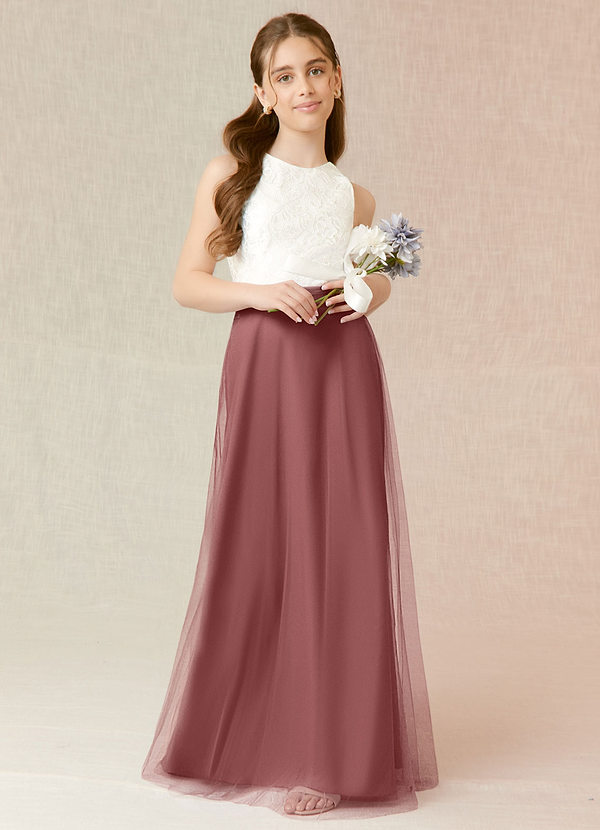 Azazie Albertine Junior Amethyst A-Line Lace Chiffon Dress image1