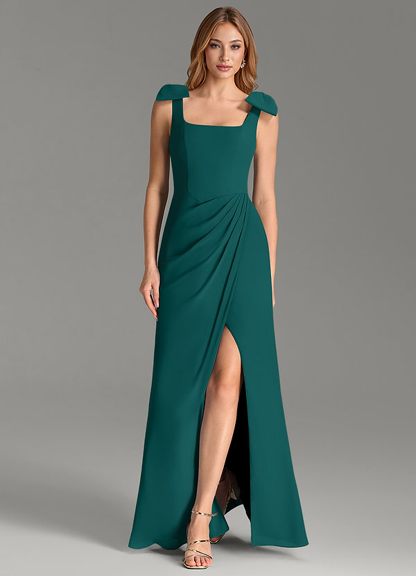 Adalynn Bridesmaid Dresses Peacock Mermaid Pleated Chiffon Dress image1