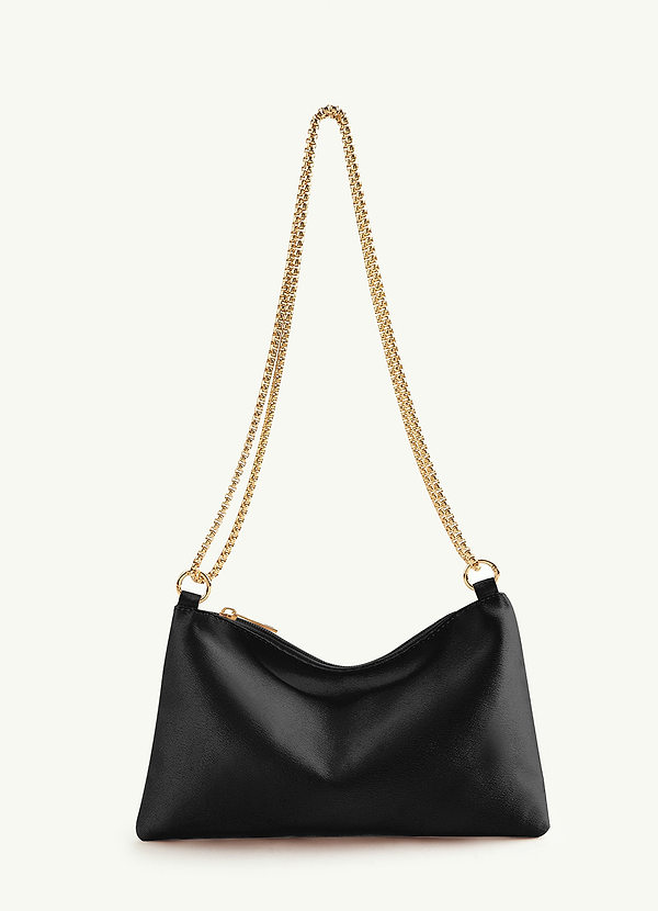 Borsa a tracolla regolabile in raso metallizzato coordinato front