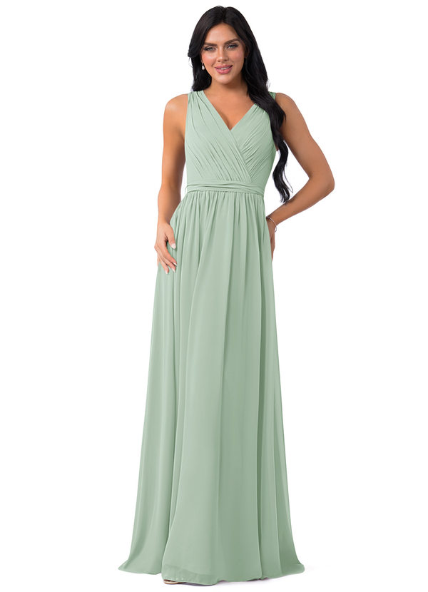 Azazie Kingsley Bridesmaid Dresses A-Line Lace Chiffon Floor-Length Dress image1