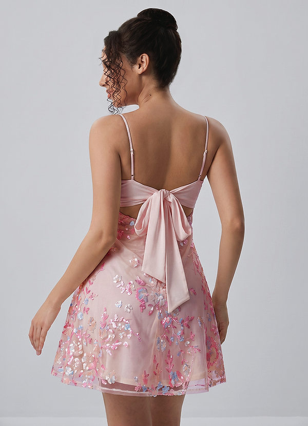 Laurence Pink Sequin Bow-Back A-Line Mini Dress image1