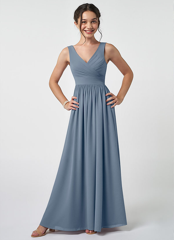 Azazie Keyla Junior A-Linie Plissee Chiffon Kleid Zwielichtviolett image1