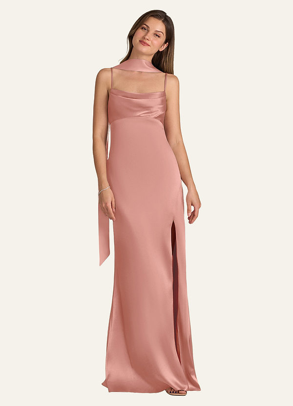 front Azazie Matching Color Matte Satin Scarf