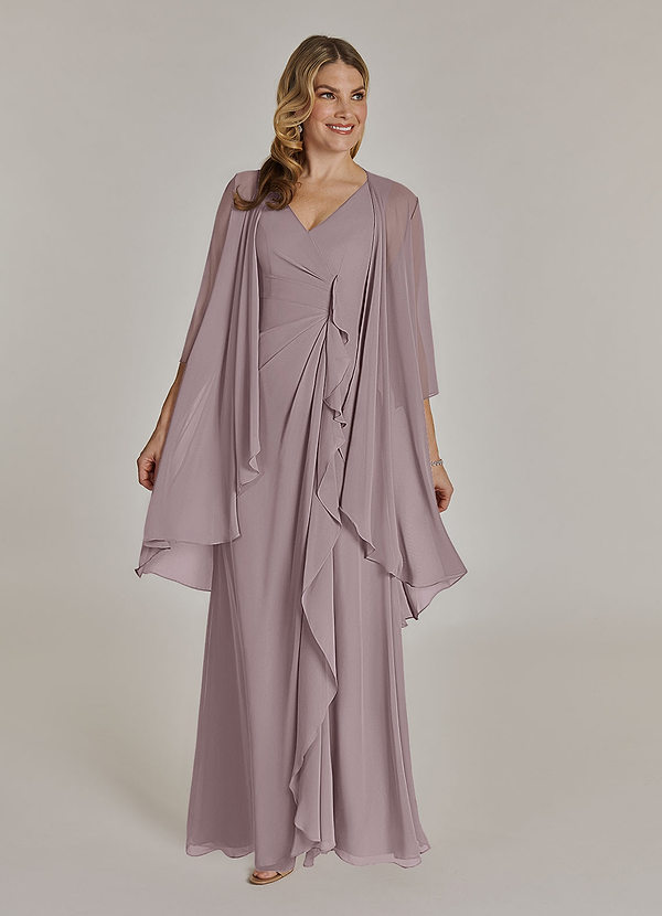 Azazie Manuella Mother of the Brides Dresses Dusk A-Line V-Neck Pleated Chiffon Dress image1
