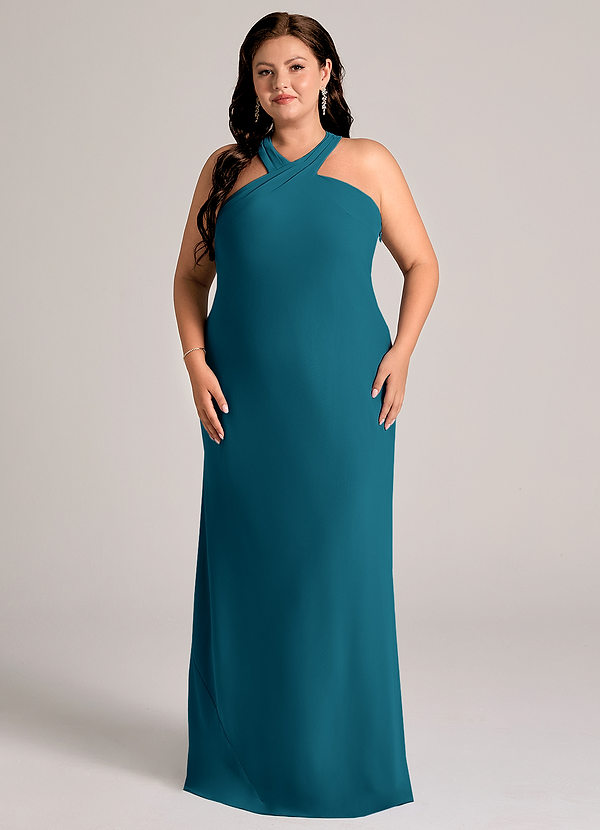 Azazie Doretta Suknie dla druhen Syrena Pofałdowany Szyfon Do ziemi Sukienka image1