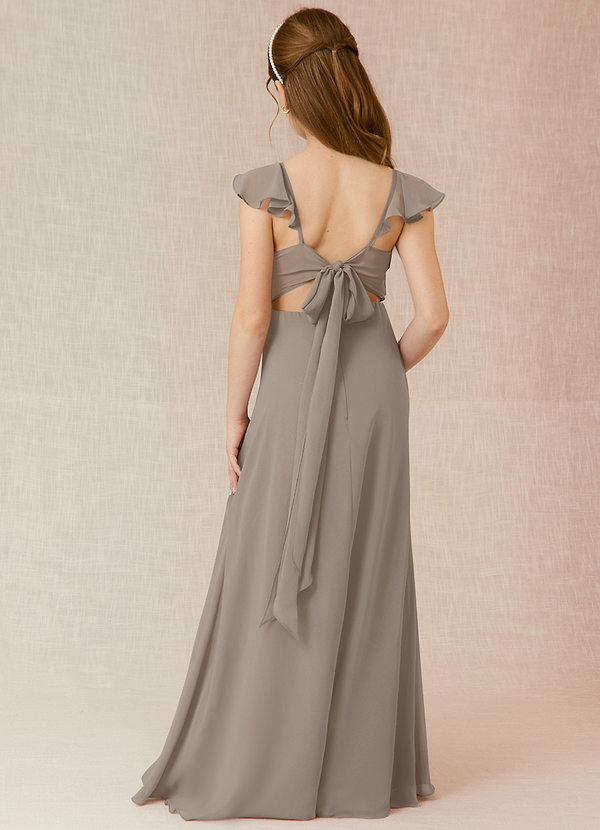 Azazie Everett Junior Vestido de Gris Pardo de Gasa de Corte En A image1