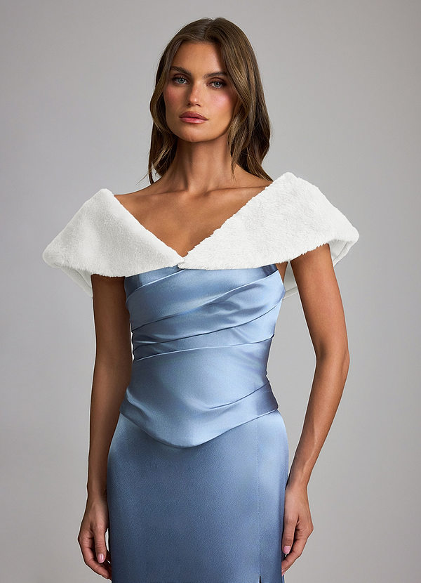 Fluffy Faux Fur Triangular Evening Shawl front