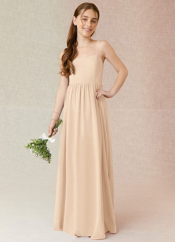 Vestidos De Dama De Honor Junior Con Escote Griego Y Largo Hasta El Suelo Caléndula main image 1