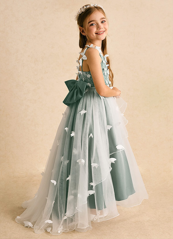 Azazie Darlina Vestidos de Niña de Flores Vestido de Marfil Eucalipto de Tul de Princesa con Encaje image1