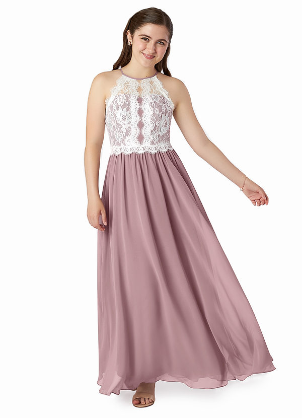Vestidos Modernos Para Damas De Honor Junior De Longitud Té Con Falda AsiméTrica Terracota main image 1