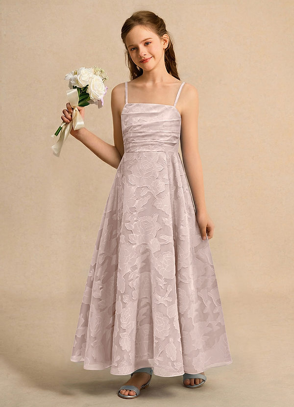 Azazie Pebbles Junior Formal Klänningar för brudeflicka Klä A-Line i Blommig Utbrändhet Plisserad image1