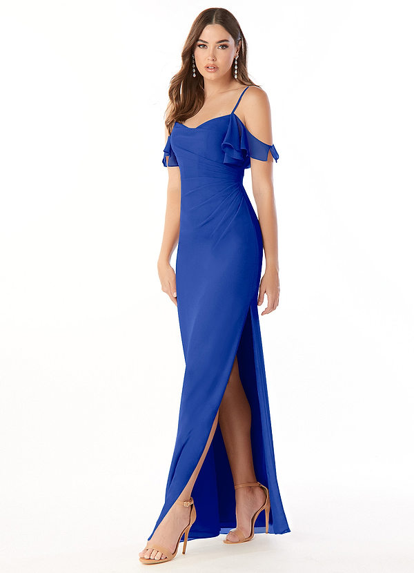 Azazie Emeralda Vestidos de dama de honor Vestido de Azul Real de Gasa de Recto con Vestidos sin tirantes image1