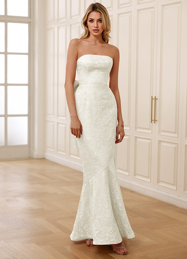 Jiral Crème Robe de bal sirène en jacquard image1