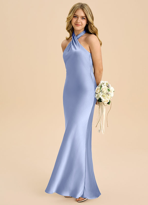 Azazie Chickie Junior Klä av Tubklänning i Stretch Satin Plisserad image1